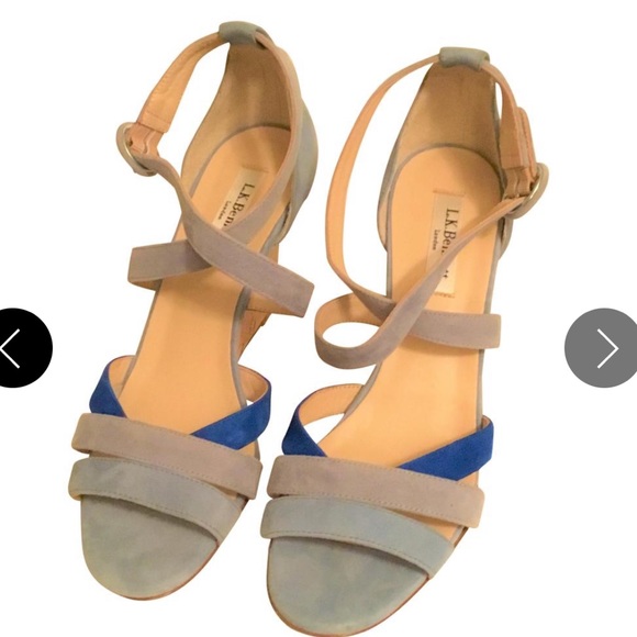 L.K. Bennett Light Blue and Blue Katie Suede Cork Wedges 39 9 - Picture 3 of 6
